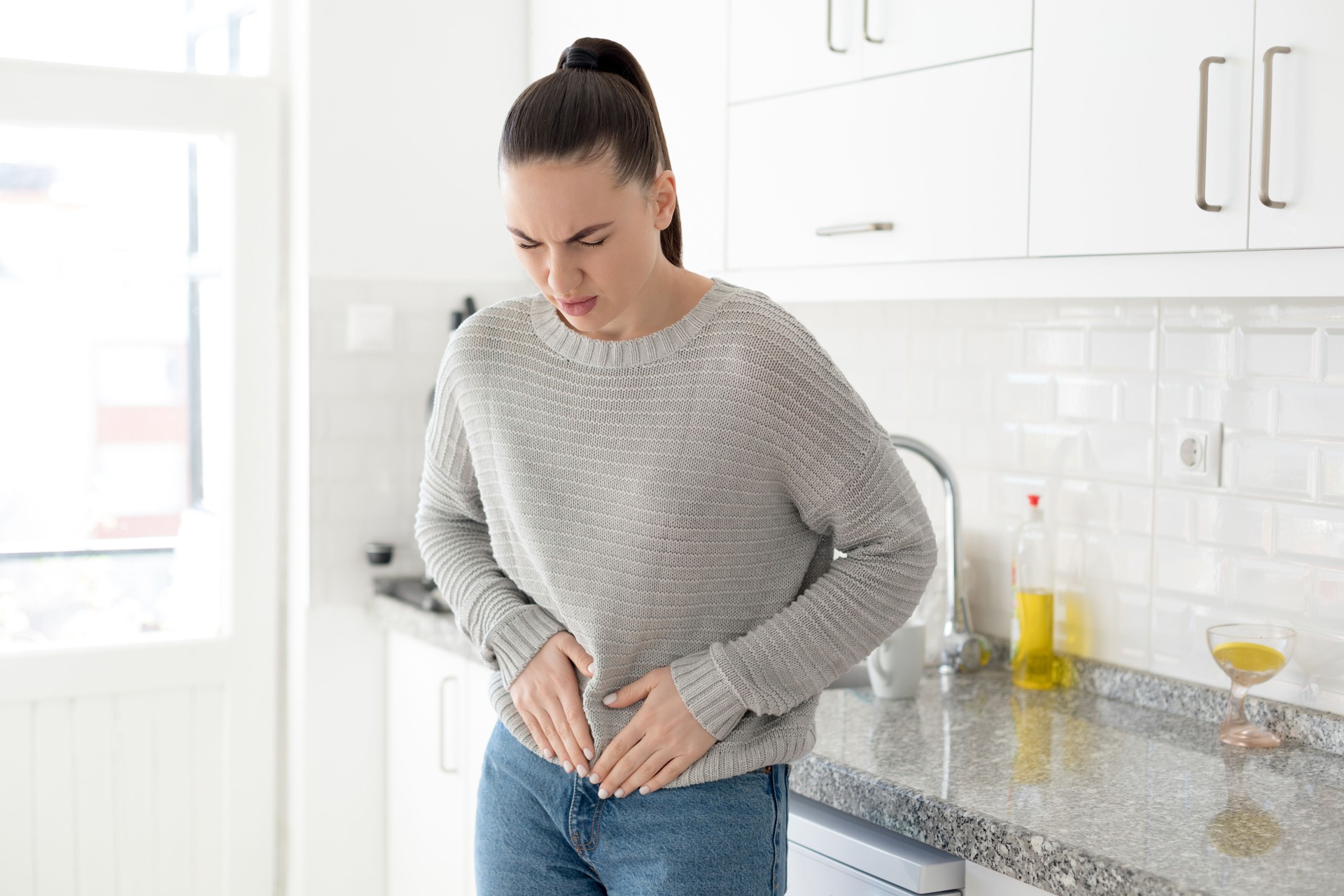 Woman with abdominal pain